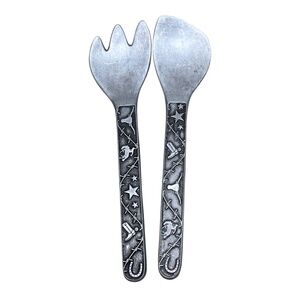 Wilton Armetale Horse Western Rodeo Pattern Large Salad Serving Set 13 in